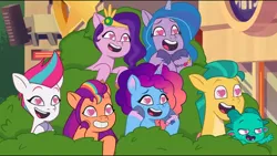 Size: 1280x720 | Tagged: safe, derpibooru import, edit, edited screencap, screencap, hitch trailblazer, izzy moonbow, pipp petals, sparky sparkeroni, sunny starscout, zipp storm, dragon, earth pony, pegasus, pony, unicorn, g5, my little pony: tell your tale, spoiler:g5, spoiler:tyts02e04, applejack (g5), fluttershy (g5), heart, heart eyes, image, jazz hearts rocky, jpeg, mane five, mane seven (g5), mane six (g5), misty brightdawn, pinkie pie (g5), rainbow dash (g5), rarity (g5), twilight sparkle (g5), wingding eyes