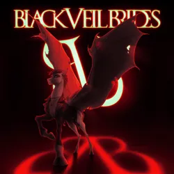 Size: 2666x2666 | Tagged: safe, artist:dementra369, derpibooru import, ponified, pony, andy biersack, bat wings, black background, black veil brides, clothes, image, jacket, leather, leather jacket, logo, png, simple background, solo, wings