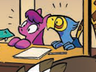 Size: 141x106 | Tagged: safe, artist:andypriceart, derpibooru import, idw, unnamed character, unnamed pony, anthro, avian, bird, parrot, pony, my little pony: the movie, spoiler:comic, spoiler:comic61, comic, convocation of the creatures, female, g4, image, male, official comic, ornithian, png, unnamed ornithian