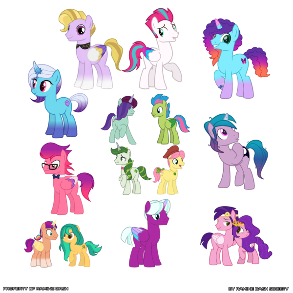 Size: 3600x3600 | Tagged: safe, artist:ramixe dash, derpibooru import, dazzle feather, hitch trailblazer, izzy moonbow, onyx, pipp petals, posey (g5), sunny starscout, zipp storm, alicorn, earth pony, pegasus, pony, unicorn, g5, comet (g5), female, g4, g5 to g4, generation leap, image, luminous dazzle, male, mare, misty brightdawn, opaline arcana, png, ruby jubilee, rule 63, simple background, stallion, transparent background, 莉芙