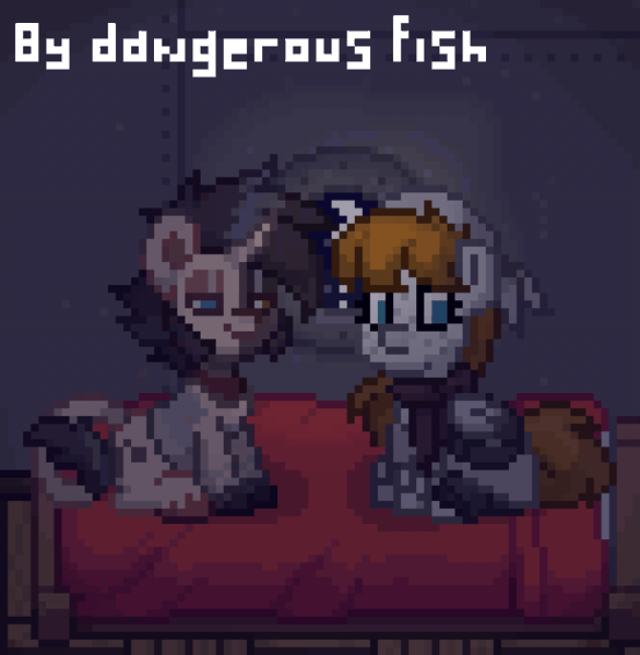 Size: 1245x1275 | Tagged: questionable, artist:dangerous fish, derpibooru import, oc, oc:finka, oc:martin, unofficial characters only, pegasus, pony, unicorn, fallout equestria, pony town, season 1, winter wrap up, animated, ashes town, bag, bed, bedroom, bedroom eyes, blushing, cruise ship, cute, duo, duo focus, duo male and female, eyes closed, female, french kiss, g4, gif, horn, horny, image, kissing, laughing, looking at each other, looking at someone, love, male, moon, night, oc x oc, ocean, pegasus oc, pegasus wings, pixel art, romantic, shipping, shocked, sitting, smiling, spread wings, tongue out, unicorn oc, water, wings