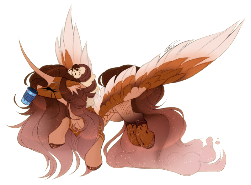 Size: 3189x2361 | Tagged: safe, artist:inspiredpixels, derpibooru import, oc, oc:mocha shine, alicorn, pony, colored wings, female, image, mare, png, solo, two toned wings, wings