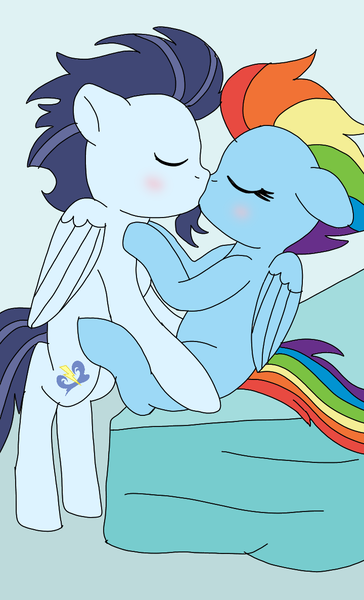 Size: 720x1186 | Tagged: safe, artist:dasher666, derpibooru import, rainbow dash, soarin', pegasus, pony, the last problem, blushing, eyes closed, female, image, kiss on the lips, kissing, male, mare, older, older rainbow dash, older soarin', older soarindash, png, shipping, soarindash, stallion, straight