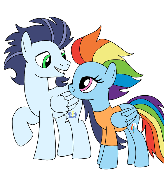 Size: 720x769 | Tagged: safe, artist:dasher666, derpibooru import, rainbow dash, soarin', pegasus, pony, the last problem, female, image, male, mare, older, older rainbow dash, older soarin', older soarindash, png, shipping, simple background, soarindash, stallion, straight, white background