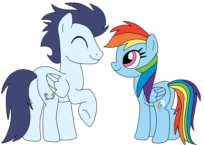 Size: 1014x720 | Tagged: safe, artist:dasher666, derpibooru import, rainbow dash, soarin', pegasus, pony, female, image, male, mare, png, shipping, simple background, soarindash, stallion, straight, white background