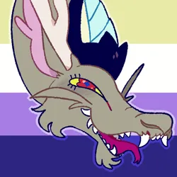 Size: 1750x1750 | Tagged: safe, artist:goatpaste, derpibooru import, discord, draconequus, icon, image, mouthpiece, nonbinary, nonbinary pride flag, png, politics, pride, pride flag, solo