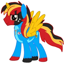 Size: 810x800 | Tagged: safe, artist:shieldwingarmorofgod, derpibooru import, oc, oc:shield wing, unofficial characters only, alicorn, american football, g4, image, kansas city chiefs, male, nfl, nfl playoffs, png, simple background, solo, sports, super bowl, super bowl lviii, transparent background