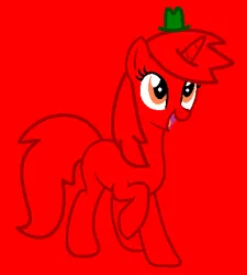 Size: 380x422 | Tagged: safe, artist:firepony-bases, artist:spitfirethepegasusfan39, ponerpics import, ponified, earth pony, pony, adult blank flank, base used, blank flank, clothes, g4, hat, image, male, mr. men, mr. men little miss, mr. strong, png, raised hoof, raised leg, red background, simple background, smiling, solo, stallion, talking