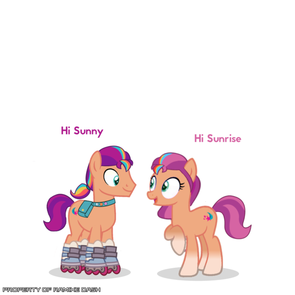 Size: 3600x3600 | Tagged: safe, artist:ramixe dash, derpibooru import, sunny starscout, earth pony, pony, series:make your tale, g5, female, g4, g5 to g4, generation leap, image, male, mare, png, r63 paradox, rule 63, simple background, stallion, subtitles, sun starchaser, transparent background