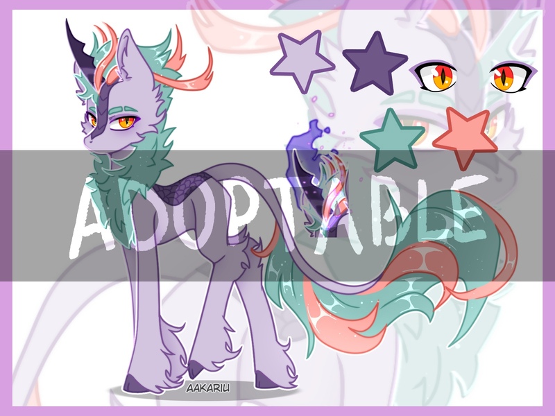 Size: 1600x1200 | Tagged: safe, artist:aakariu, derpibooru import, oc, kirin, unicorn, adoptable, auction, blank flank, digital art, full body, image, jpeg, magic, obtrusive watermark, quadrupedal, simple background, watermark