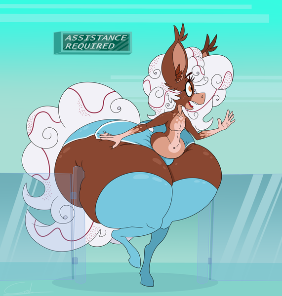 Size: 2000x2100 | Tagged: suggestive, artist:bigcdoodles, derpibooru import, oc, oc:fudgy milk, unofficial characters only, anthro, earth pony, pony, unguligrade anthro, belly, bottom heavy, butt, clothes, clumsy, fat, femboy, fluffy, gasp, grabbing, gradient background, high res, hot pants, huge butt, huge hips, image, impossibly large butt, impossibly large hips, impossibly large thighs, impossibly wide hips, large butt, leaning, male, muffin top, pants, png, shorts, socks, solo, solo male, squished, stallion, stuck, thigh highs, thighs, thunder thighs, tights, wide hips, wide load