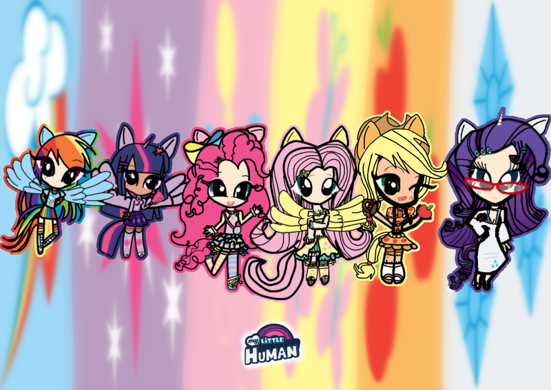 Size: 1410x1000 | Tagged: safe, artist:anayahmed2, derpibooru import, edit, applejack, fluttershy, pinkie pie, rainbow dash, rarity, twilight sparkle, human, clothes, cutie mark tattoo, female, g4, horn, humanized, image, logo, logo edit, my little human, png, pony ears, shoes, simple background, solo, tail, tattoo, wings