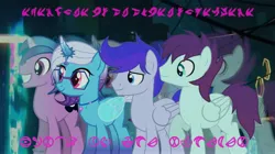 Size: 3600x2022 | Tagged: safe, artist:ramixe dash, derpibooru import, izzy moonbow, oc, oc:galaxy star (g5), oc:sapphire stars (g5), pegasus, pony, unicorn, g5, auroricorn, comet (g5), female, g4, g5 to g4, generation leap, glasses, group, image, jpeg, kaotica language, male, mare, realistic background, spheric language, stallion