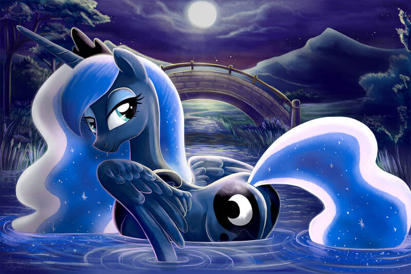 Size: 1095x730 | Tagged: safe, artist:yulyeen, derpibooru import, princess luna, beautiful, image, jpeg, lake, swanluna, water