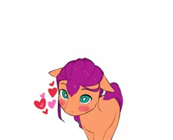 Size: 1451x1178 | Tagged: safe, artist:pascal571, derpibooru import, sunny starscout, earth pony, g5, blushing, cute, heart, heart eyes, image, jpeg, looking at you, simple background, solo, white background, wingding eyes