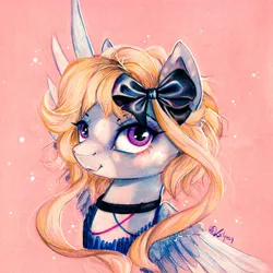 Size: 1024x1024 | Tagged: safe, artist:lailyren, derpibooru import, oc, oc:milky way, pegasus, bow, bust, image, jpeg, solo