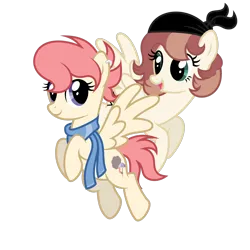 Size: 2000x2000 | Tagged: safe, artist:shizow, derpibooru import, oc, oc:cotton cloud, oc:red tide, pegasus, pony, clothes, female, image, mare, png, scarf, simple background, transparent background