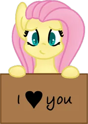 Size: 753x1057 | Tagged: safe, artist:azure-quill, edit, ponerpics import, fluttershy, pony, bust, female, image, looking at you, png, positive ponies, sign, simple background, solo, transparent background