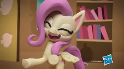 Size: 1920x1080 | Tagged: safe, derpibooru import, edit, edited screencap, screencap, fluttershy, pegasus, pony, my little pony: pony life, my little pony: stop motion short, cute, eyes closed, g4, image, jpeg, open mouth, open smile, smiling