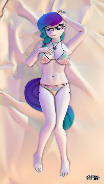 Size: 1080x1920 | Tagged: suggestive, artist:anthroponiessfm, derpibooru import, oc, oc:aurora starling, anthro, plantigrade anthro, 3d, anthro oc, armpits, barefoot, bikini, body pillow, body pillow design, breasts, cleavage, clothes, cute, feet, female, hand on breasts, image, looking at you, png, sexy, solo, solo female, source filmmaker, swimsuit