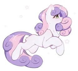 Size: 1100x1000 | Tagged: safe, artist:grach449, derpibooru import, sweetie belle, pony, unicorn, blank flank, female, filly, foal, image, png, side view, smiling, stars