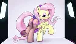 Size: 5962x3455 | Tagged: suggestive, artist:whiskeypanda, derpibooru import, fluttershy, pegasus, pony, alternate hairstyle, aside glance, bandaid, bedroom eyes, blushing, cameltoe, clothes, eyeshadow, fishnets, hairband, hoof polish, image, jewelry, lamp, lipstick, looking at you, makeup, panties, pantyhose, photo shoot, png, presenting, raised hoof, sideways glance, skirt, smiling, smiling at you, spread wings, sultry pose, tail, tail wrap, underhoof, underwear, upskirt, wings