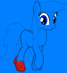 Size: 1448x1578 | Tagged: safe, artist:amelia-bases, artist:spitfirethepegasusfan39, ponerpics import, ponified, earth pony, pony, adult blank flank, base used, blank flank, blue background, clothes, g4, image, male, mr. men, mr. men little miss, mr. tall, png, shoes, simple background, smiling, solo, stallion, walking