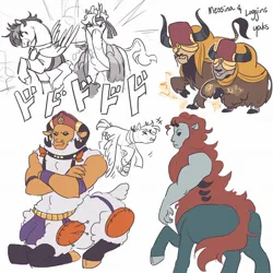 Size: 2048x2048 | Tagged: safe, artist:regularcitrus, derpibooru import, ponified, centaur, pegasus, pony, taur, unicorn, yak, alternate name, alternate universe, battle tendency, caesar zeppeli, esidisi, image, jojo's bizarre adventure, joseph joestar, jpeg, loggins, long description, messina, mlp x jojo, simple background, white background