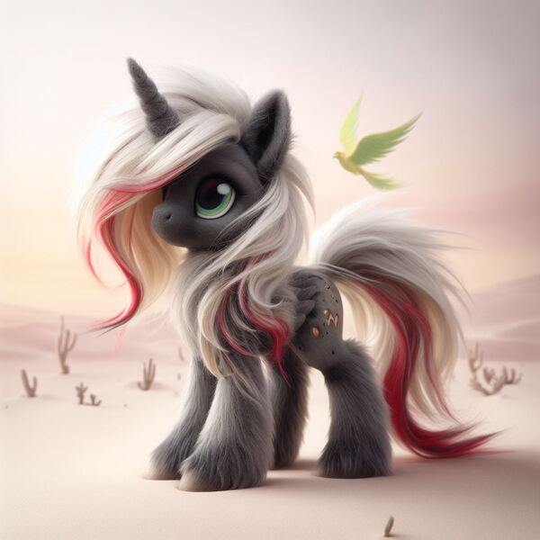 Size: 1024x1024 | Tagged: safe, ai content, machine learning generated, ponerpics import, ponybooru import, oc, oc:pyrelight, oc:velvet remedy, unofficial characters only, alicorn, balefire phoenix, phoenix, pony, fallout equestria, alicorn oc, alternate cutie mark, bing, desert, duo, female, fluffy, folded wings, full body, horn, image, jpeg, leg fluff, mare, race swap, solo focus, unshorn fetlocks, wasteland, wings