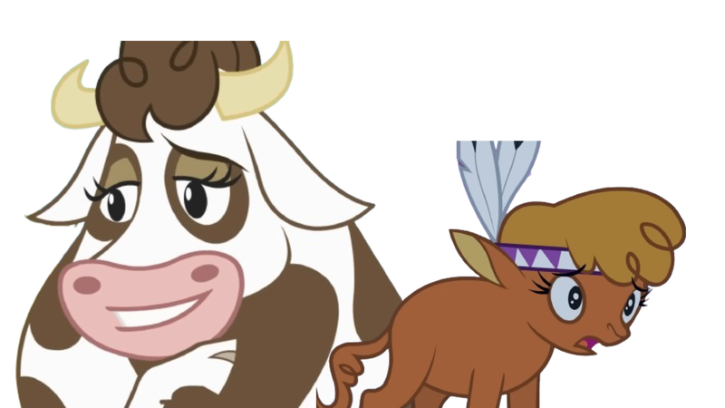 Size: 1920x1080 | Tagged: safe, derpibooru import, daisy jo, little strongheart, buffalo, cow, image, png