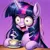 Size: 1024x1024 | Tagged: safe, ai content, derpibooru import, machine learning generated, prompter:doomguy397, twilight sparkle, pony, unicorn, g4, bloodshot eyes, caffeine, coffee, crazy face, faic, generator:dall-e 3, image, jpeg, open mouth, shrunken pupils, solo, solo focus