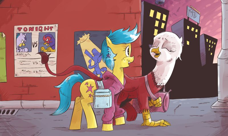 Size: 1499x892 | Tagged: safe, artist:saturdaymorningproj, derpibooru import, oc, earth pony, gryphon, image, jpeg