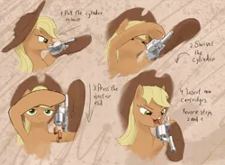 Size: 2510x1835 | Tagged: safe, artist:ciborgen, derpibooru import, applejack, earth pony, pony, gun, image, png, solo, weapon