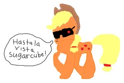 Size: 1033x693 | Tagged: safe, derpibooru import, screencap, applejack, pony, g4, image, png, simple background, solo, sunglasses, terminator, white background