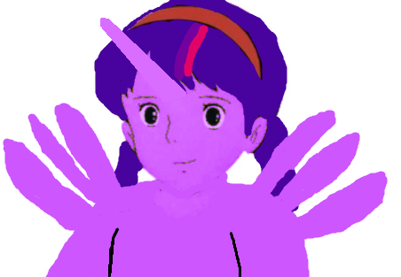 Size: 452x313 | Tagged: safe, derpibooru import, edit, edited screencap, screencap, twilight sparkle, twilight sparkle (alicorn), alicorn, 1000 hours in ms paint, anime, castle in the sky, image, laputa: castle in the sky, png, sheeta, solo, studio ghibli