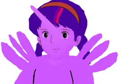 Size: 452x313 | Tagged: safe, derpibooru import, edit, edited screencap, screencap, twilight sparkle, twilight sparkle (alicorn), alicorn, 1000 hours in ms paint, anime, castle in the sky, image, laputa: castle in the sky, png, sheeta, solo, studio ghibli