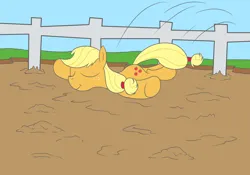 Size: 2000x1400 | Tagged: safe, artist:amateur-draw, derpibooru import, applejack, earth pony, pony, covered in mud, female, image, mare, mud, mud bath, muddy, pig pen, png, solo, solo female, wet and messy