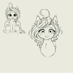 Size: 4000x4000 | Tagged: safe, artist:miokomata, derpibooru import, oc, oc:dazzling talents, unofficial characters only, alicorn, pony, bust, cute, female, frog (hoof), grayscale, image, jpeg, looking at you, mare, monochrome, ocbetes, simple background, sitting, smiling, smiling at you, solo, underhoof, white background