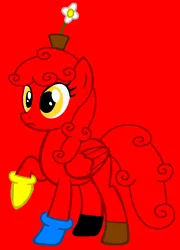 Size: 597x830 | Tagged: safe, artist:edgeoffear, artist:spitfirethepegasusfan39, ponerpics import, ponified, pegasus, pony, adult blank flank, base used, blank flank, clothes, flower, flower pot, folded wings, frown, gloves, image, male, mr. men, mr. men little miss, mr. wrong, png, red background, shoes, simple background, solo, stallion, wings