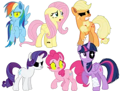 Size: 4000x3000 | Tagged: safe, artist:trinitykitsunefury14, derpibooru import, applejack, fluttershy, pinkie pie, rainbow dash, rarity, twilight sparkle, twilight sparkle (alicorn), alicorn, earth pony, pegasus, pony, unicorn, female, g4, group, high res, image, learning with charlie, mane six, mare, png, sextet, simple background, solo, transparent background