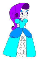Size: 1004x1471 | Tagged: safe, artist:rarity525, derpibooru import, rarity, human, equestria girls, clothes, dress, eyeshadow, female, hands behind back, humanized, image, lidded eyes, makeup, png, poofy shoulders, smiling, solo, solo female