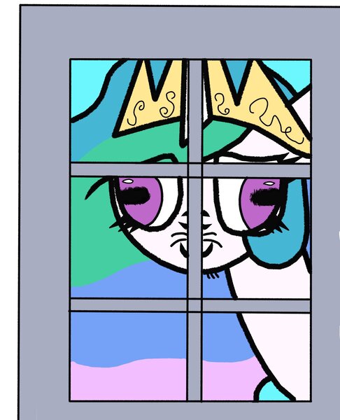 Size: 1784x2202 | Tagged: safe, artist:scandianon, derpibooru import, princess celestia, pony, derp, female, hoers, image, jpeg, looking at you, mare, rectangular pupil, smiling, whiskers