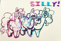 Size: 2048x1366 | Tagged: safe, artist:p0rk-guts, derpibooru import, pinkie pie, earth pony, pony, fat, female, g4, image, jpeg, limited palette, mare, text, traditional art