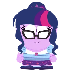 Size: 1175x1135 | Tagged: safe, artist:anyahmed, derpibooru import, sci-twi, twilight sparkle, equestria girls, bowtie, clothes, female, glasses, image, png, shirt, shoes, skirt, socks, solo, south park, style, style emulation