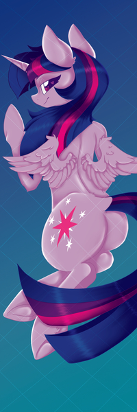 Size: 2000x6000 | Tagged: safe, artist:dankpegasista, derpibooru import, twilight sparkle, twilight sparkle (alicorn), alicorn, pony, ass up, bangs, blue mane, body pillow, body pillow design, butt, colored, colored eyelashes, colored lineart, cute, derpibooru exclusive, eyeliner, feathered wings, female, frog (hoof), full body, full color, fully shaded, g4, gradient background, heart, heart eyes, high res, highlights, horn, image, jpeg, krita, large butt, long tail, looking at you, looking back, looking back at you, lying down, makeup, mare, plot, prone, purple eyes, purple fur, rear view, shading, shiny mane, shiny skin, simple background, small wings, smiling, smiling at you, solo, spread wings, stupid sexy twilight, tail, turned head, twiabetes, twibutt, underhoof, watermark, wingding eyes, wings