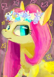 Size: 500x714 | Tagged: safe, artist:cutebrows, derpibooru import, fluttershy, floral head wreath, flower, image, png, solo