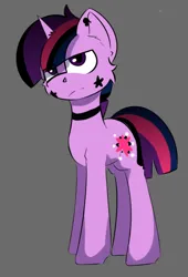 Size: 390x573 | Tagged: safe, artist:cotarsis, derpibooru import, twilight sparkle, pony, unicorn, emo, gray background, image, looking at you, png, simple background, sketch, solo