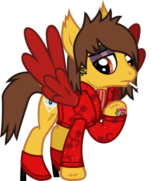 Size: 1032x1221 | Tagged: safe, artist:lightningbolt, derpibooru import, ponified, pegasus, pony, .svg available, alex gaskarth, all time low, butt fluff, cheek fluff, cigarette, clothes, derpibooru exclusive, dyed wings, ear fluff, eyeliner, eyeshadow, frown, hair over one eye, high heels, hoof fluff, image, looking at you, makeup, male, png, raised hoof, shirt, shoes, show accurate, simple background, smoking, solo, spread wings, stallion, standing, suit jacket, tail, tail feathers, tattoo, transparent background, undershirt, vector, wing fluff, wings