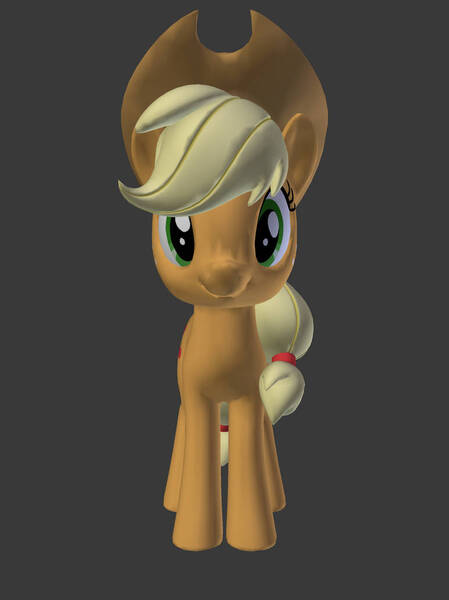 Size: 773x1034 | Tagged: safe, artist:garrettss1997, derpibooru import, applejack, earth pony, pony, 3d, applejack's hat, cowboy hat, female, g4, gray background, hat, image, jpeg, simple background, solo