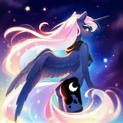 Size: 4096x4096 | Tagged: suggestive, ai content, alternate version, derpibooru import, machine learning generated, stable diffusion, princess luna, alicorn, anthro, best princess, clothes, g4, generator:pony diffusion v6 xl, generator:purplesmart.ai, image, jpeg, prompter:anonynmi